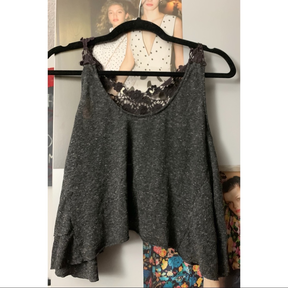Lacy back crop tank